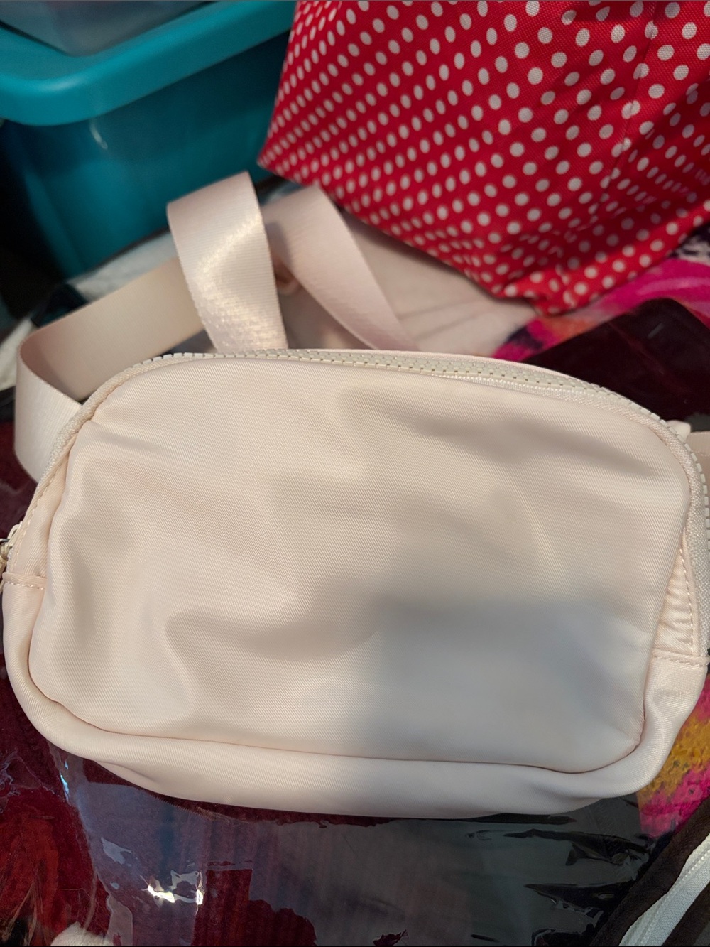Women's Cream Crossbody Belt Bag - Minimal Satin Finish